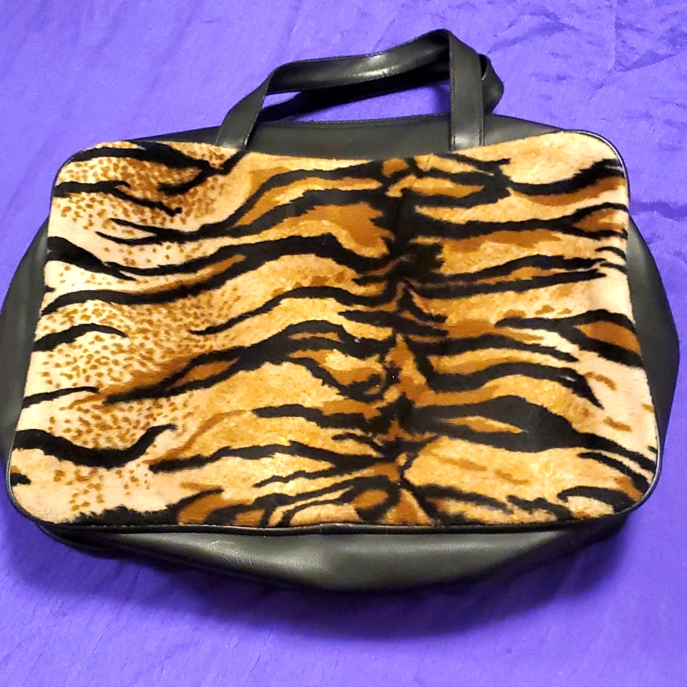 Lancome tiger print travel makeup cosmetic bag purse